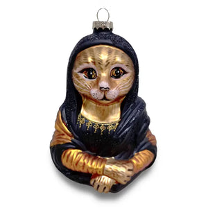 Mona Lisa Glass Cat Ornament