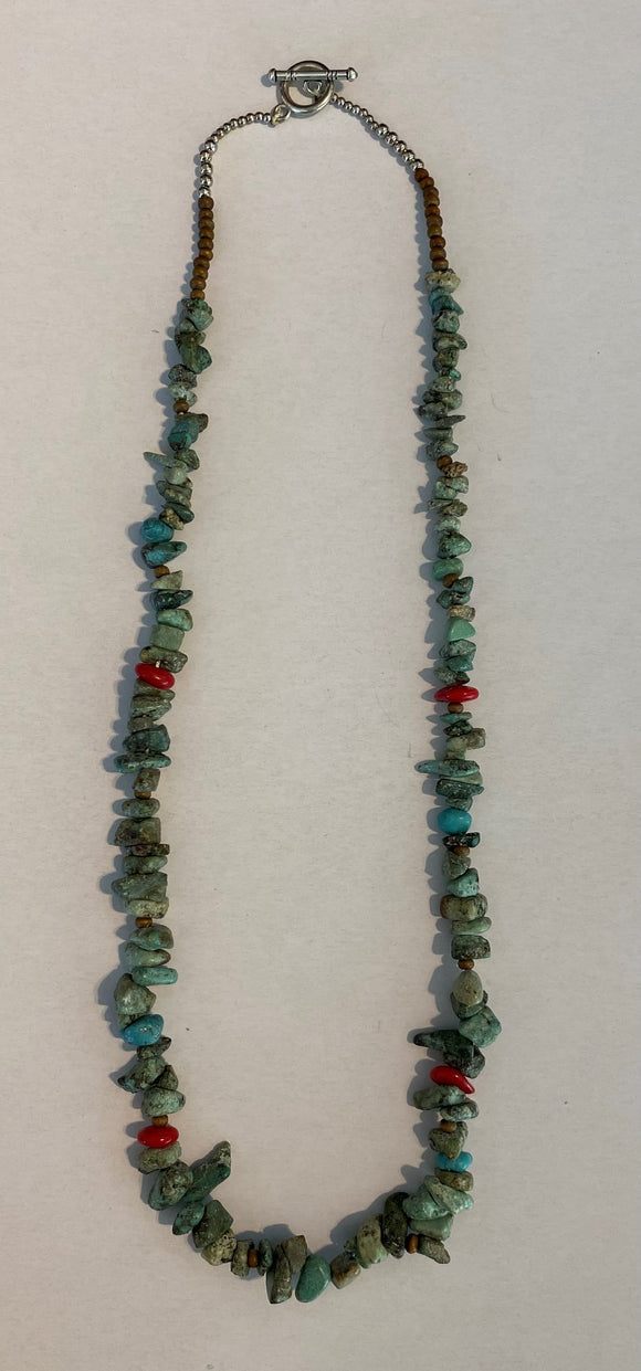 Raw Turquoise and Coral Necklace