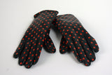Leather Gloves with Red Polka Dots
