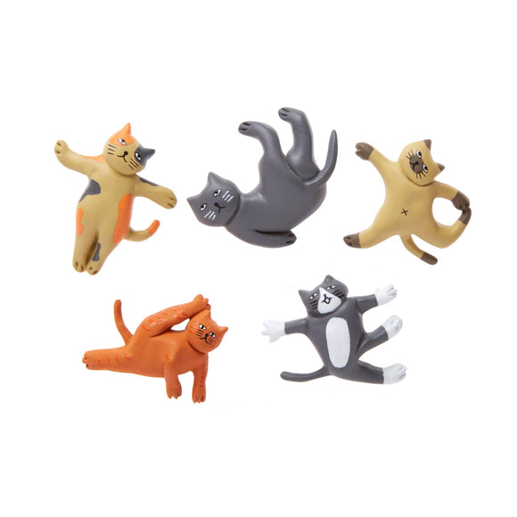 Cat Yoga Magnets, Set of 5